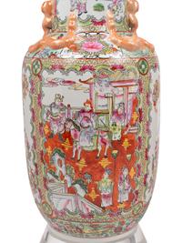 A Pair of Rose Medallion Porcelain Vases Mounted as Lamps