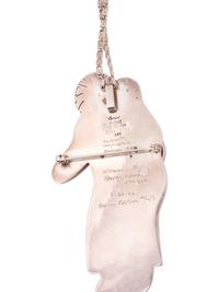 Sterling Silver and 14k Gold Mother and Child Pendant / Pin, with Inlay