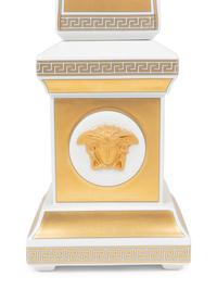 A Versace Carpe Diem Clock-Inset Porcelain Obelisk