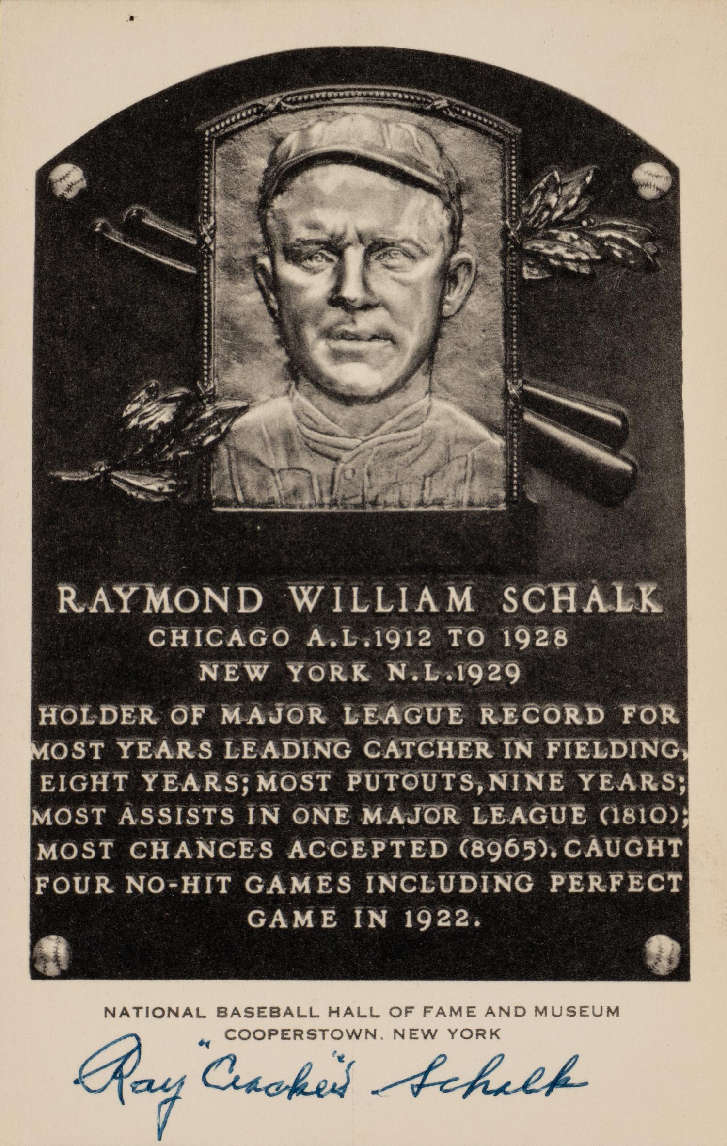A Ray Schalk 1956-63 Artvue Signed Autograph Hall of Fame Postcard (Beckett Authentication Services Pre Certified)