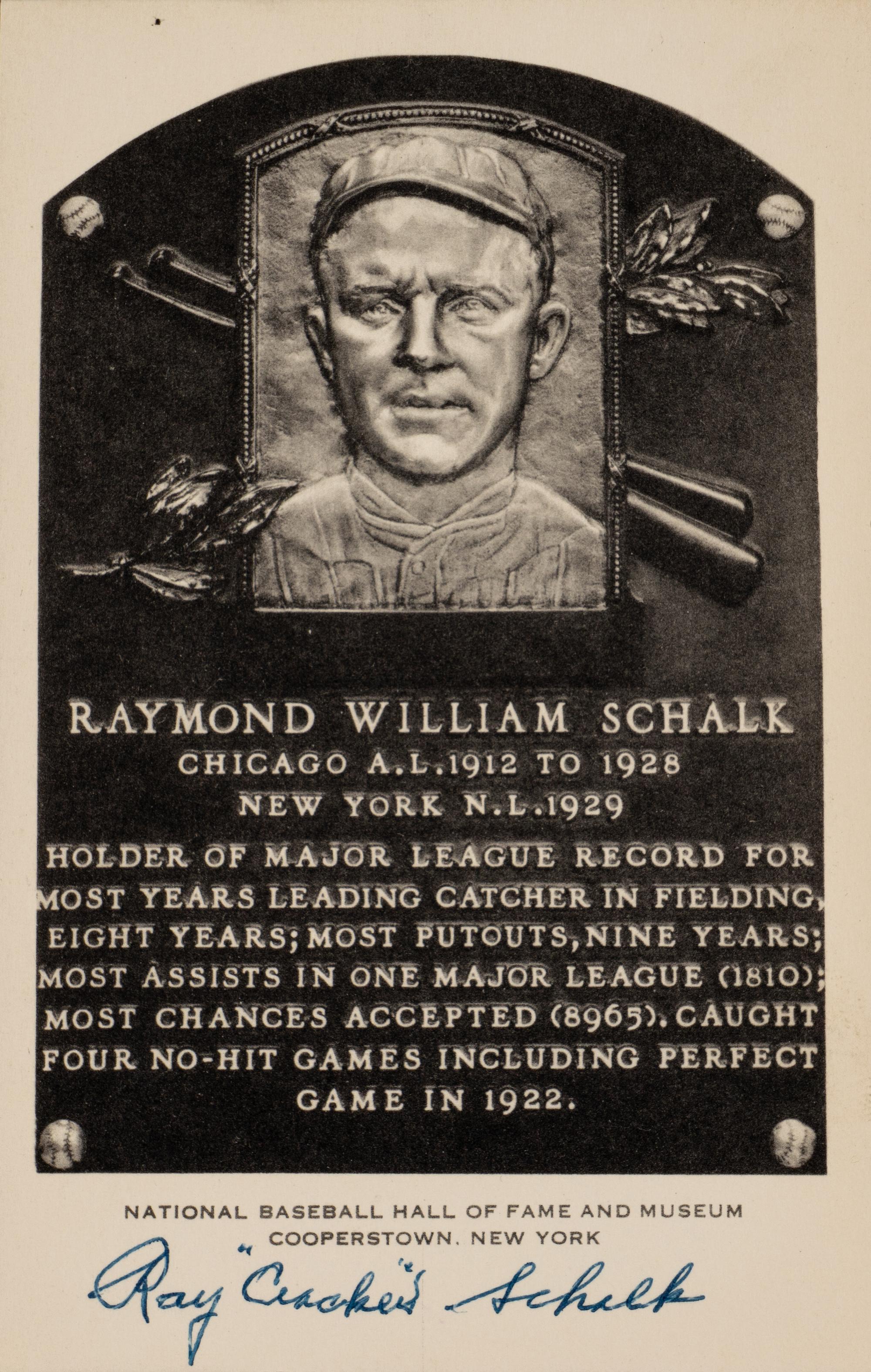 A Ray Schalk 1956-63 Artvue Signed Autograph Hall of Fame Postcard (Beckett Authentication Services Pre Certified)