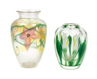 Two American Studio Glass Vases, Orient & Flume Height of taller 6 1/4 inches.