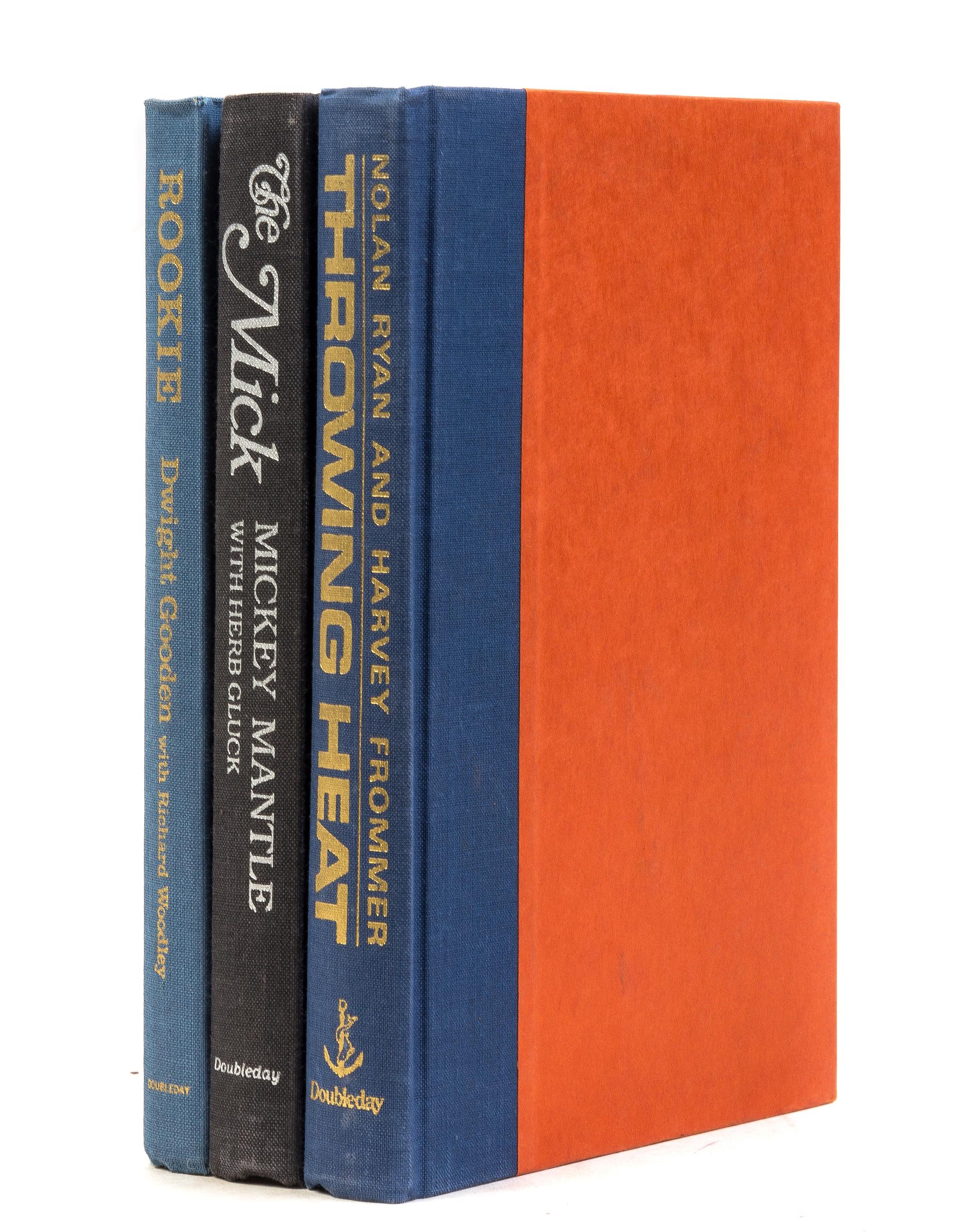 (BASEBALL) A group of three books signed by Major League baseball players, including one signed by Mickey Mantle.