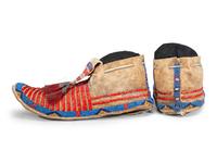 Sioux Quilled and Beaded Hide Moccasins