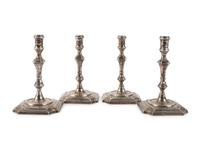 A Set of Four Currier & Roby Silver Taper Sticks