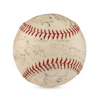 A Multi Signed Autograph Baseball Featuring Cy Young, Larry Lajoie, Kennesaw Mountain Landis and Additional Notables (Beckett Authentication Services Letter of Authenticity)