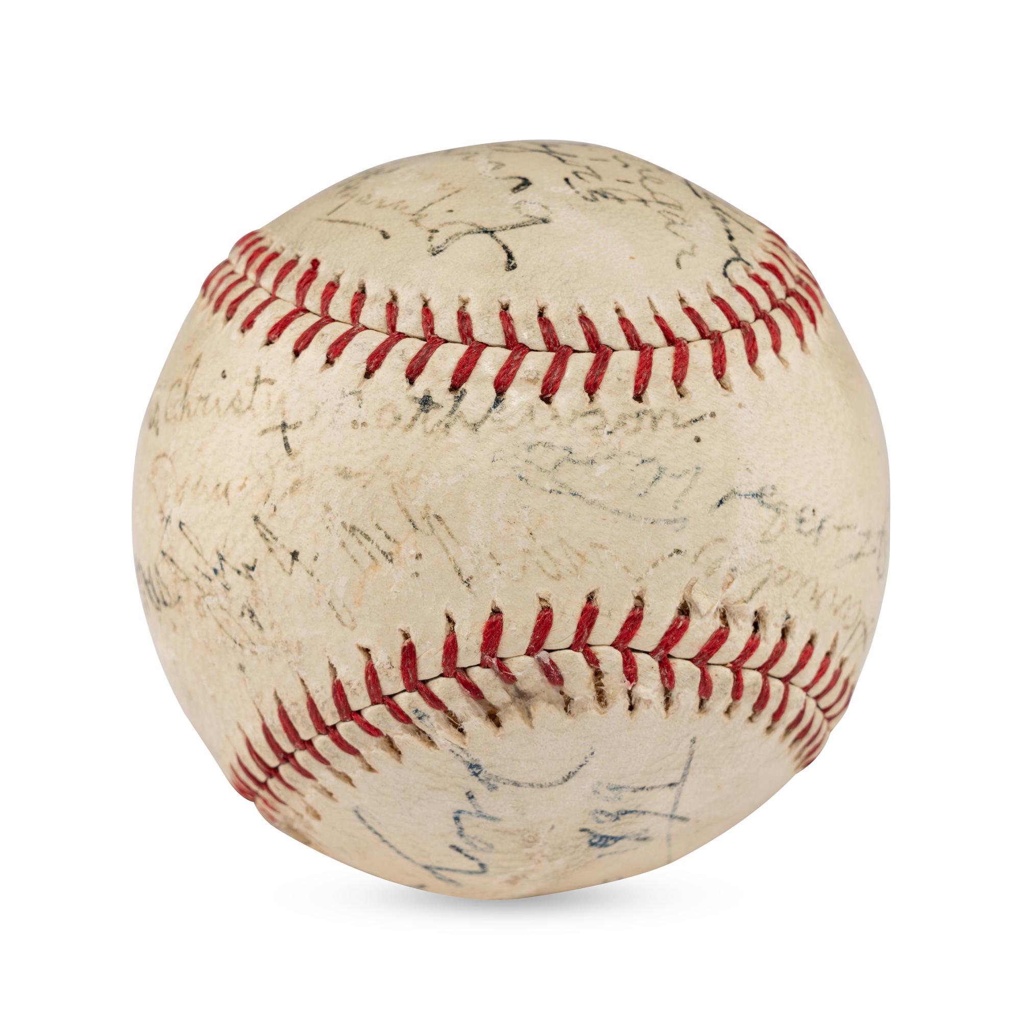 A Multi Signed Autograph Baseball Featuring Cy Young, Larry Lajoie, Kennesaw Mountain Landis and Additional Notables (Beckett Authentication Services Letter of Authenticity)