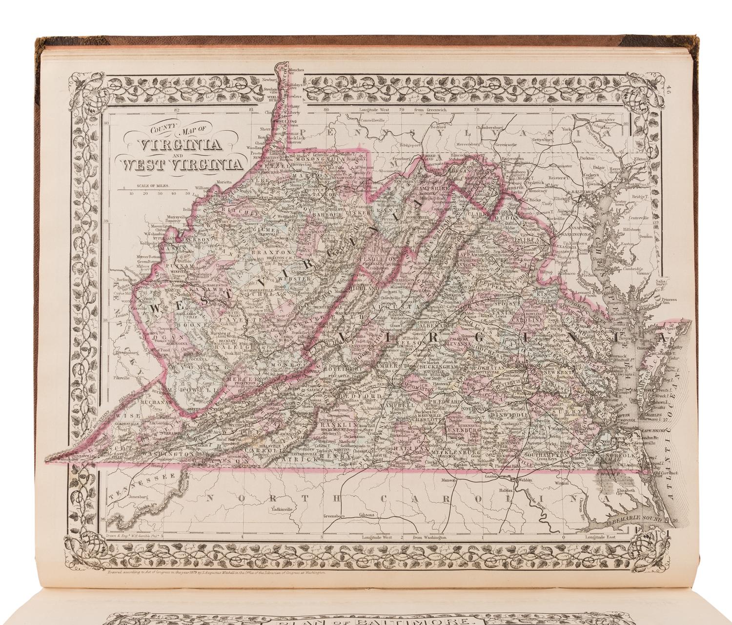 MITCHELL, Samuel Augustus (1792-1868). Mitchell’s New General Atlas, Containing Maps of the Various Countries of the World, Plans of Cities. Philadelphia: S. Augustus Mitchell, 1880.