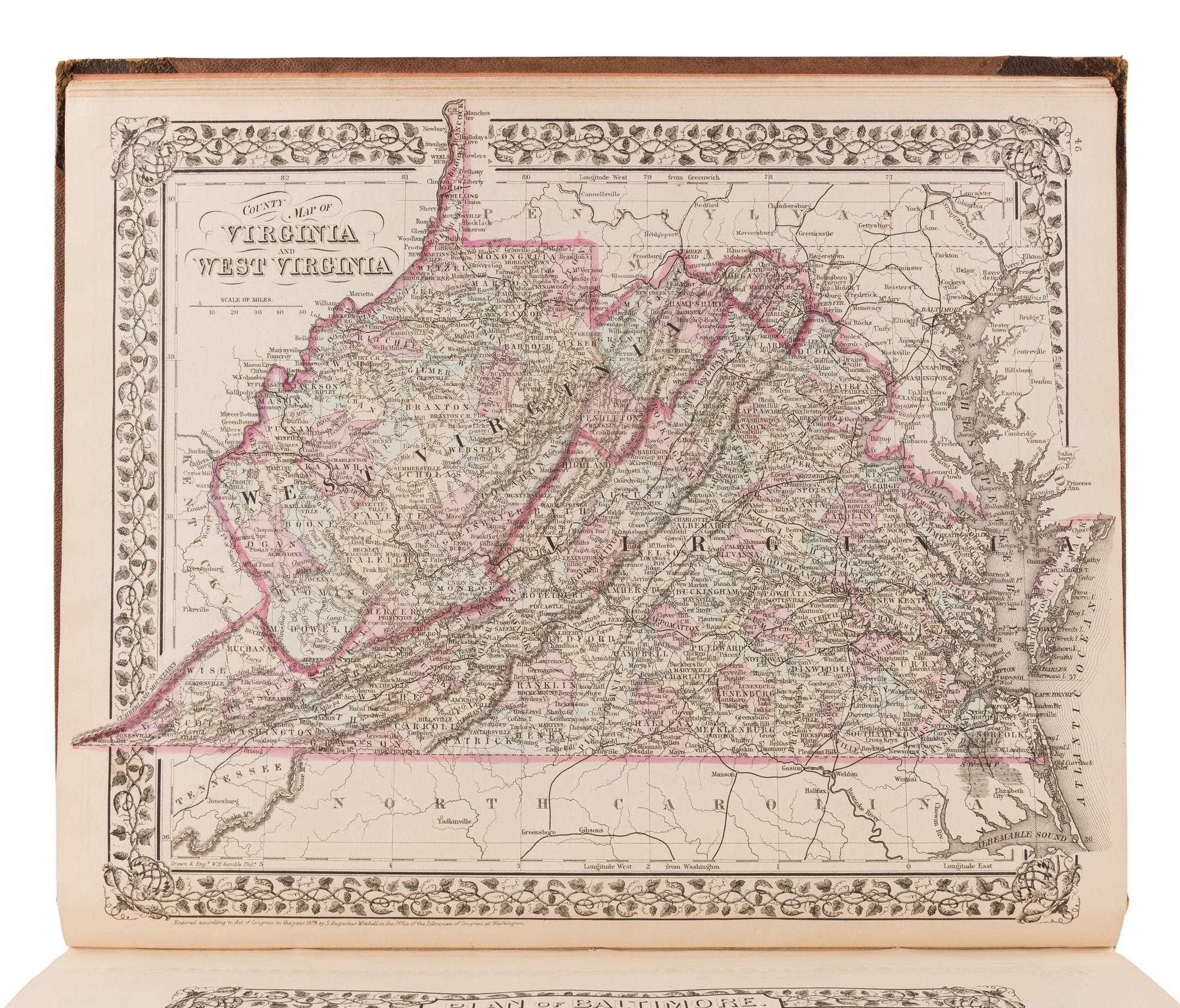 MITCHELL, Samuel Augustus (1792-1868). Mitchell’s New General Atlas, Containing Maps of the Various Countries of the World, Plans of Cities. Philadelphia: S. Augustus Mitchell, 1880.