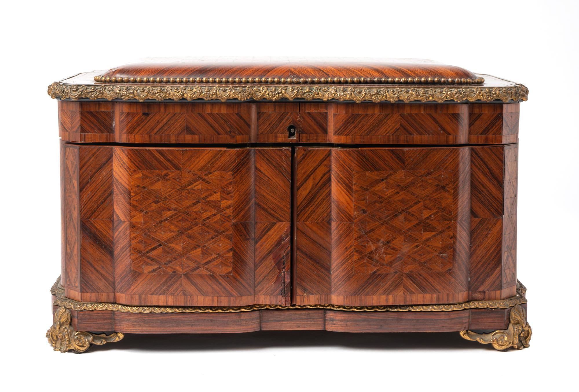 A French Gilt Bronze Mounted Parquetry Writing Cabinet