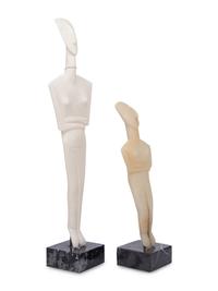 Two Carved White Marble Replica Cycladic Figures