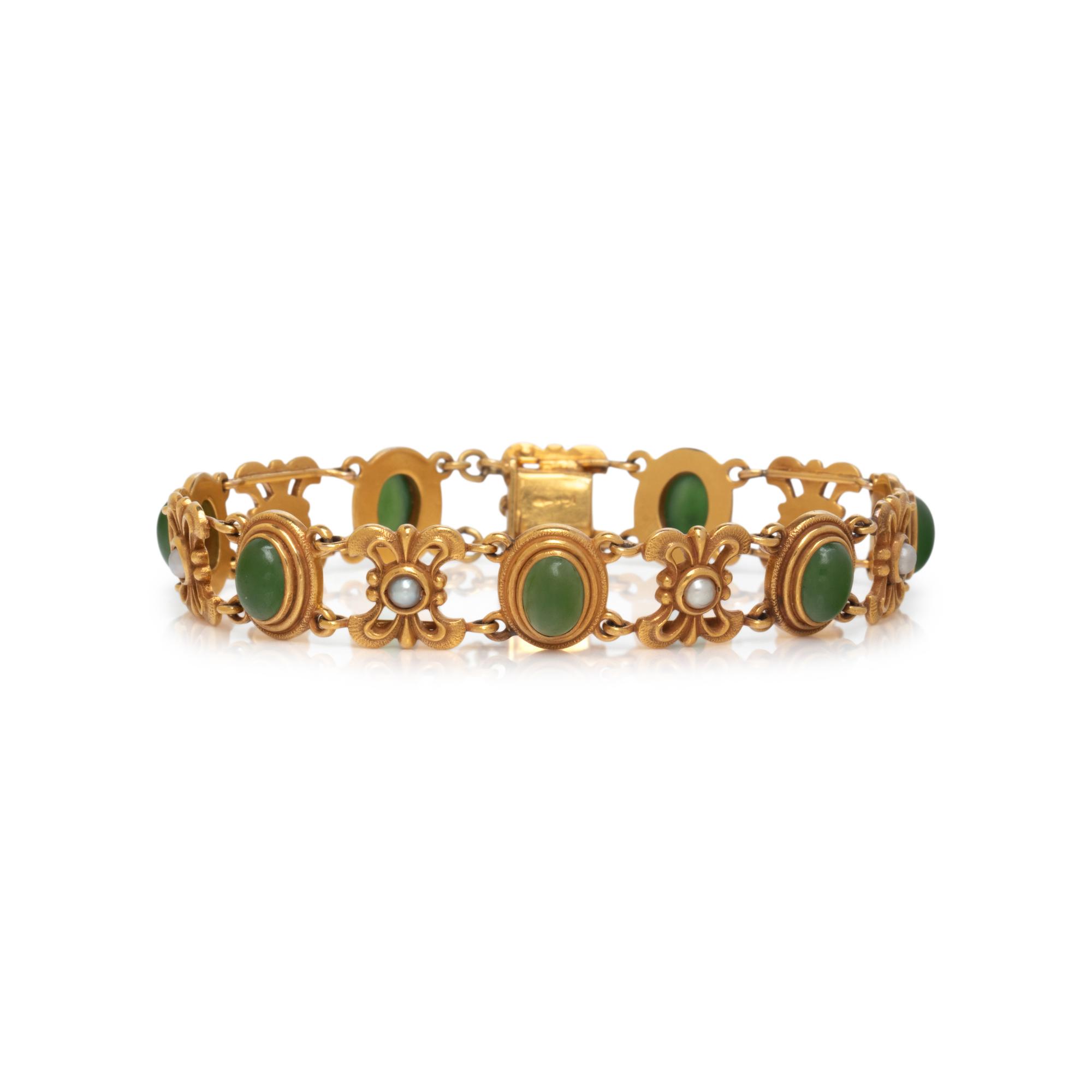 JADE AND SEED PEARL BRACELET