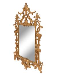 A Pair of Chinese Chippendale Style Faux Bois Giltwood Mirrors