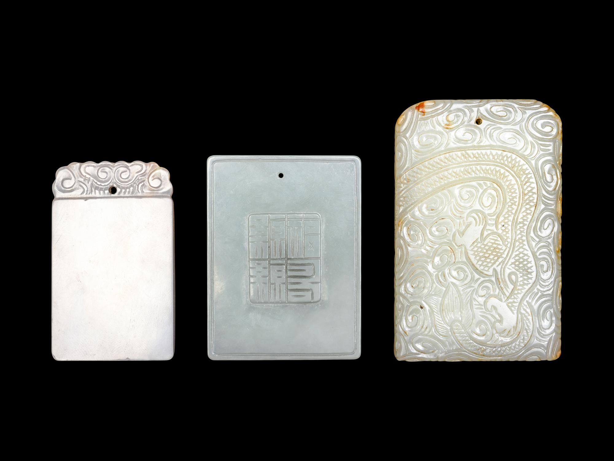 Three Chinese Jade Rectangular Plaques