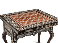 A Levantine Marquetry and Mother-of-Pearl Inlaid Flip-Top Swivel-Action Game Table