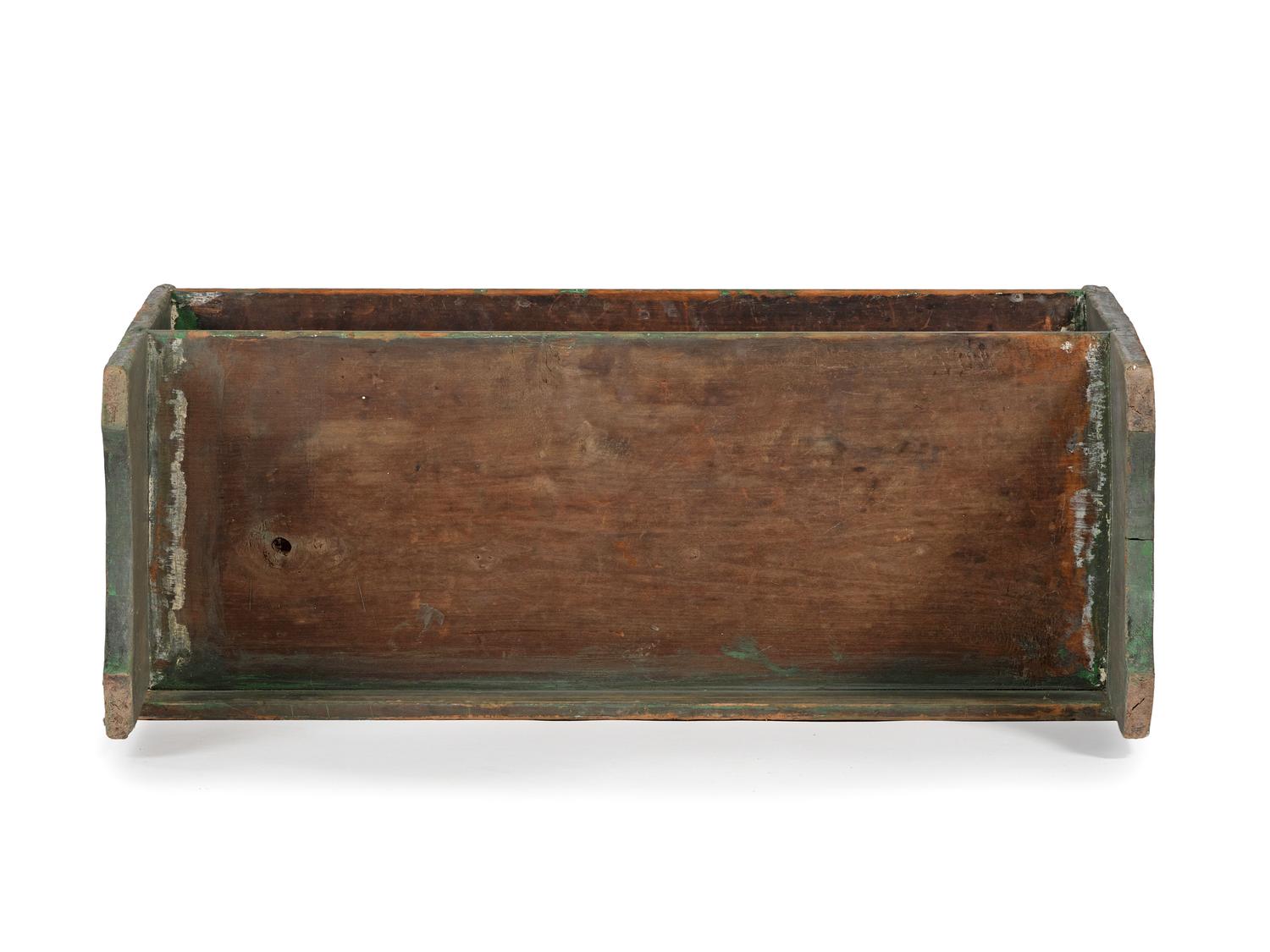 A Country Green Painted Pine Two-Tier Bucket Bench