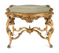 A Continental Rococo Style Giltwood Onyx-Top Table