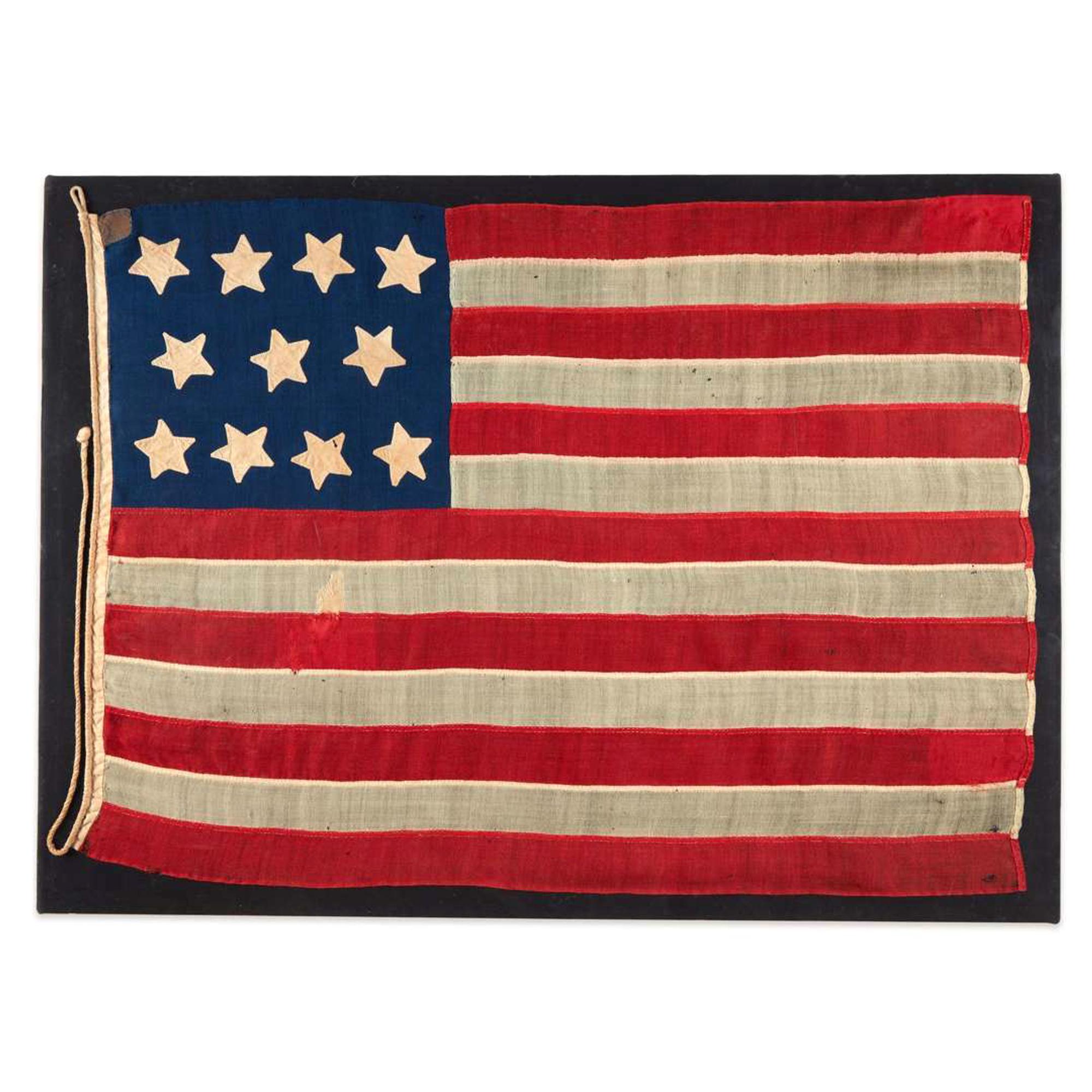 [FLAGS]. Civil War-era 11-star Southern Sanctuary American flag. Ca 1860s.