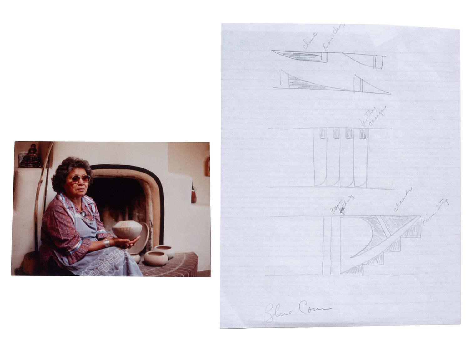 Redware Pottery, with Design Description Sketch
