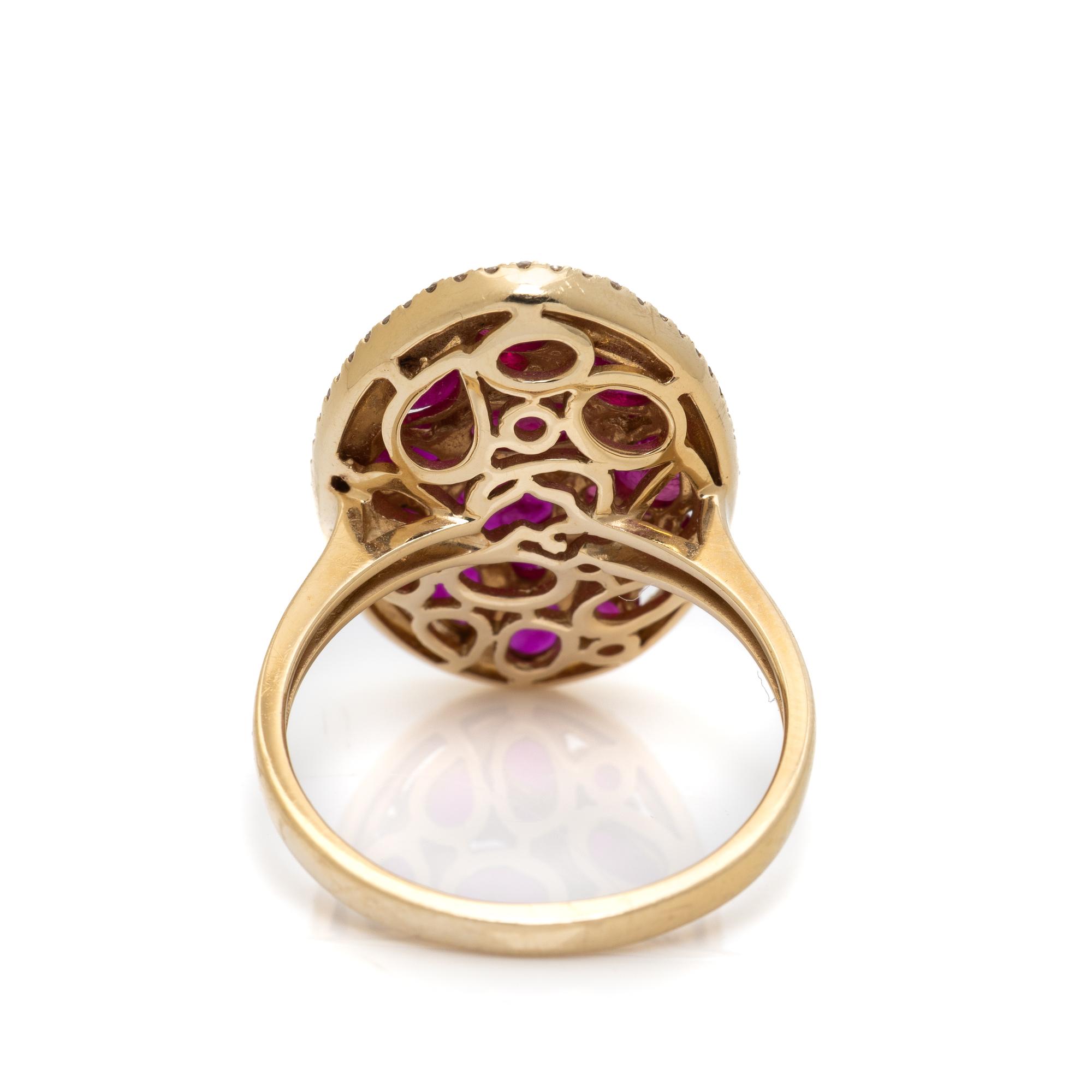 EFFY, RUBY, DIAMOND, AND YELLOW GOLD RING
