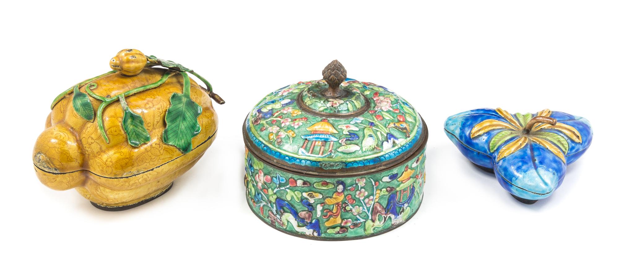 Three Enamel on Metal Vessels