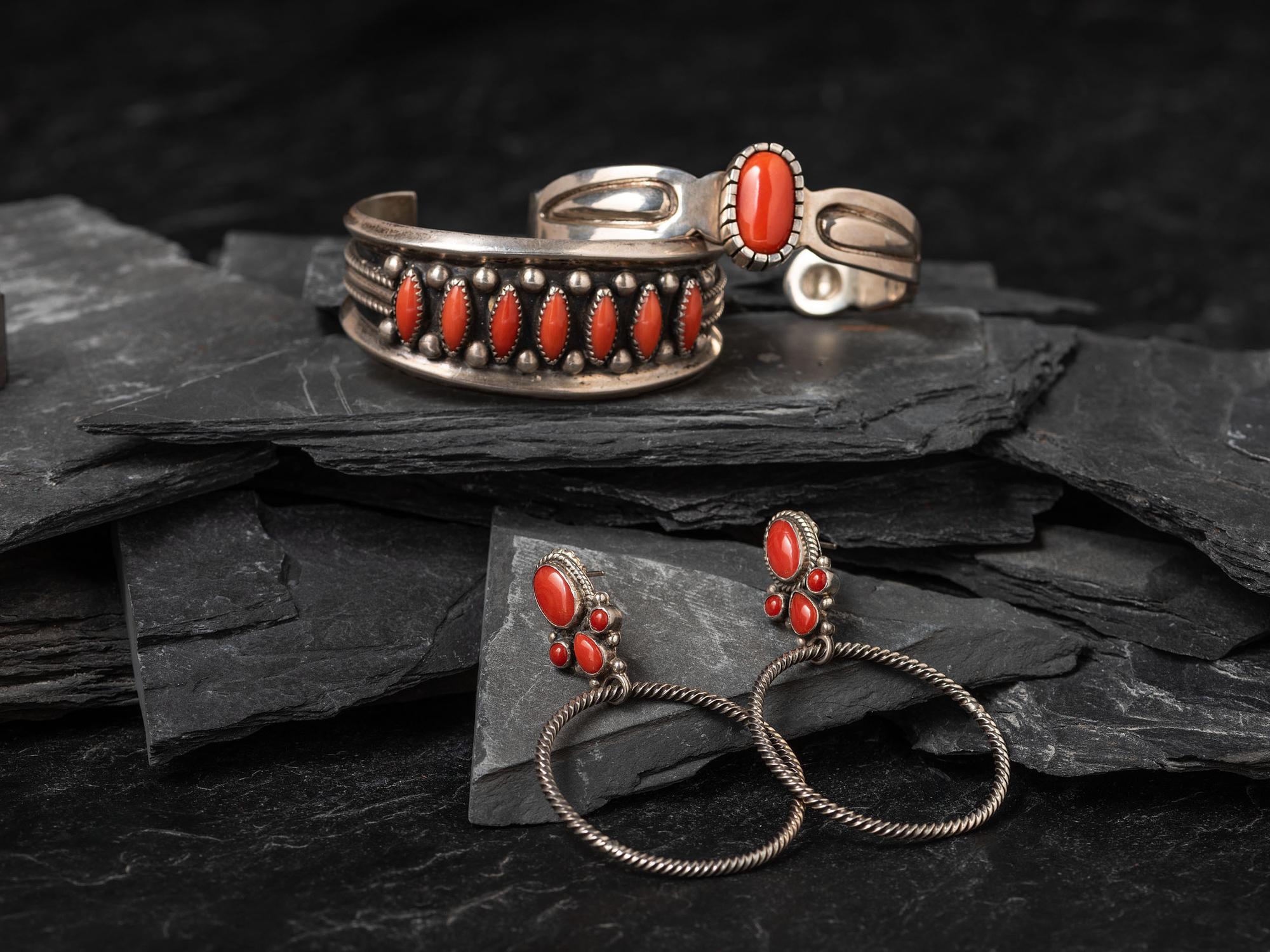 Navajo Silver and Coral Jewelry