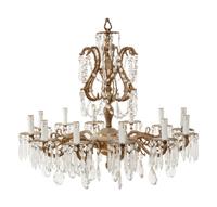 A Continental Gilt Metal Twelve-Light Chandelier