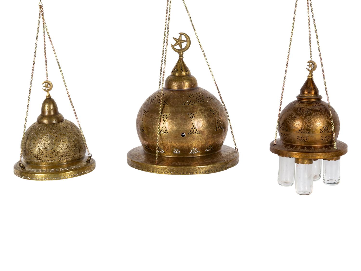 Three Middle Eastern Hanging Lanterns