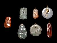 Seven Chinese Jadeite Pendants
