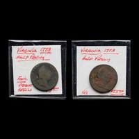 [COLONIAL] Two Virginia 1771 1/2 Penny Coins
