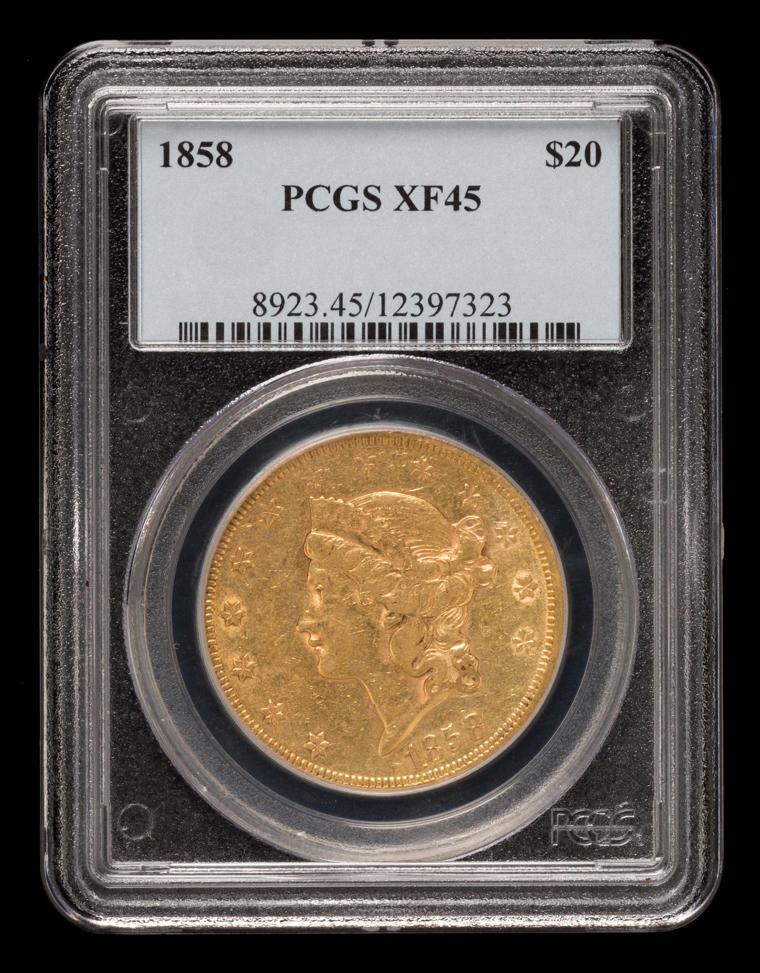 A United States 1858 Liberty Head $20 Gold Coin