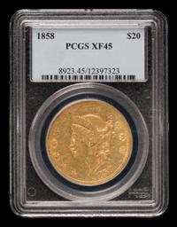 A United States 1858 Liberty Head $20 Gold Coin