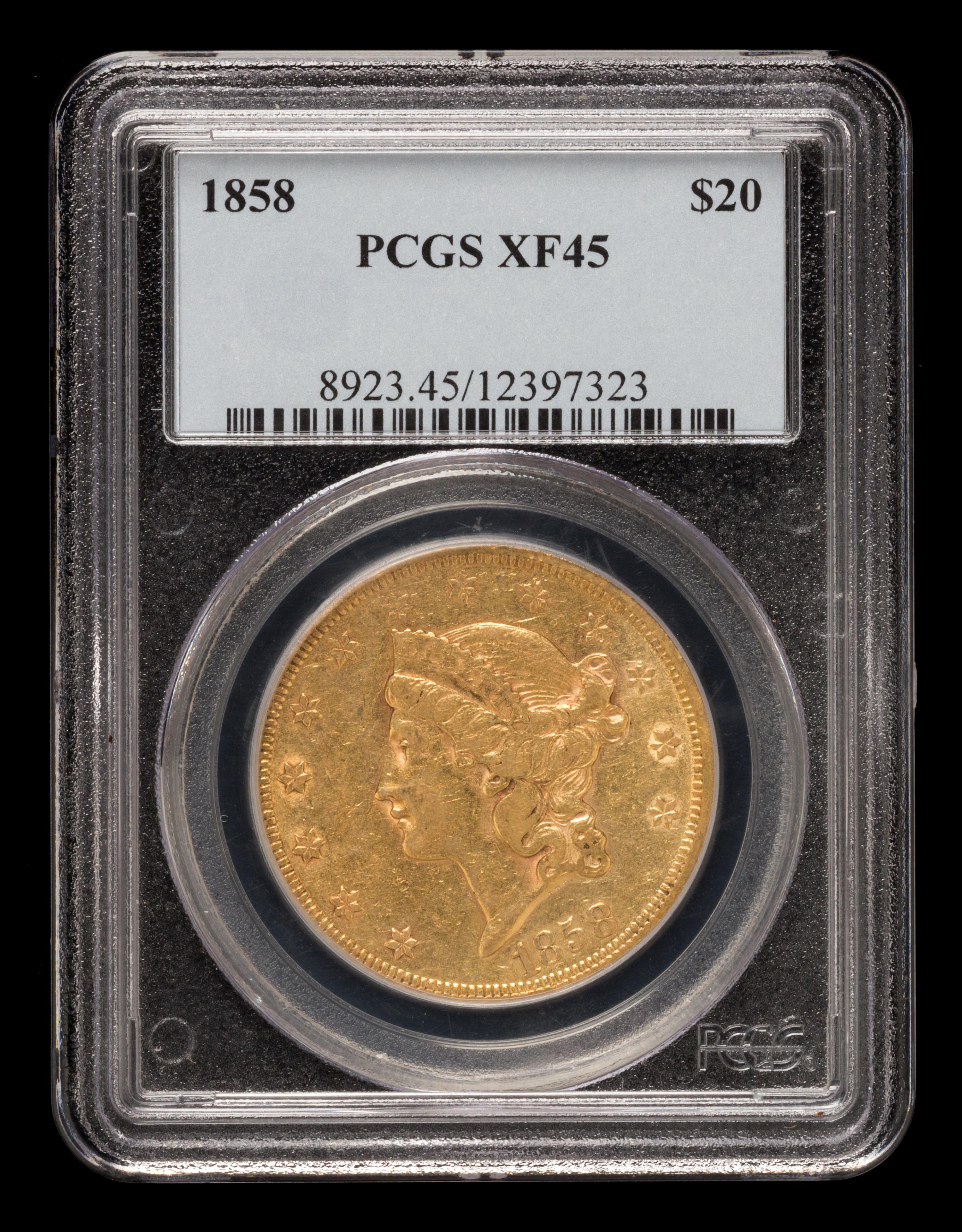 A United States 1858 Liberty Head $20 Gold Coin