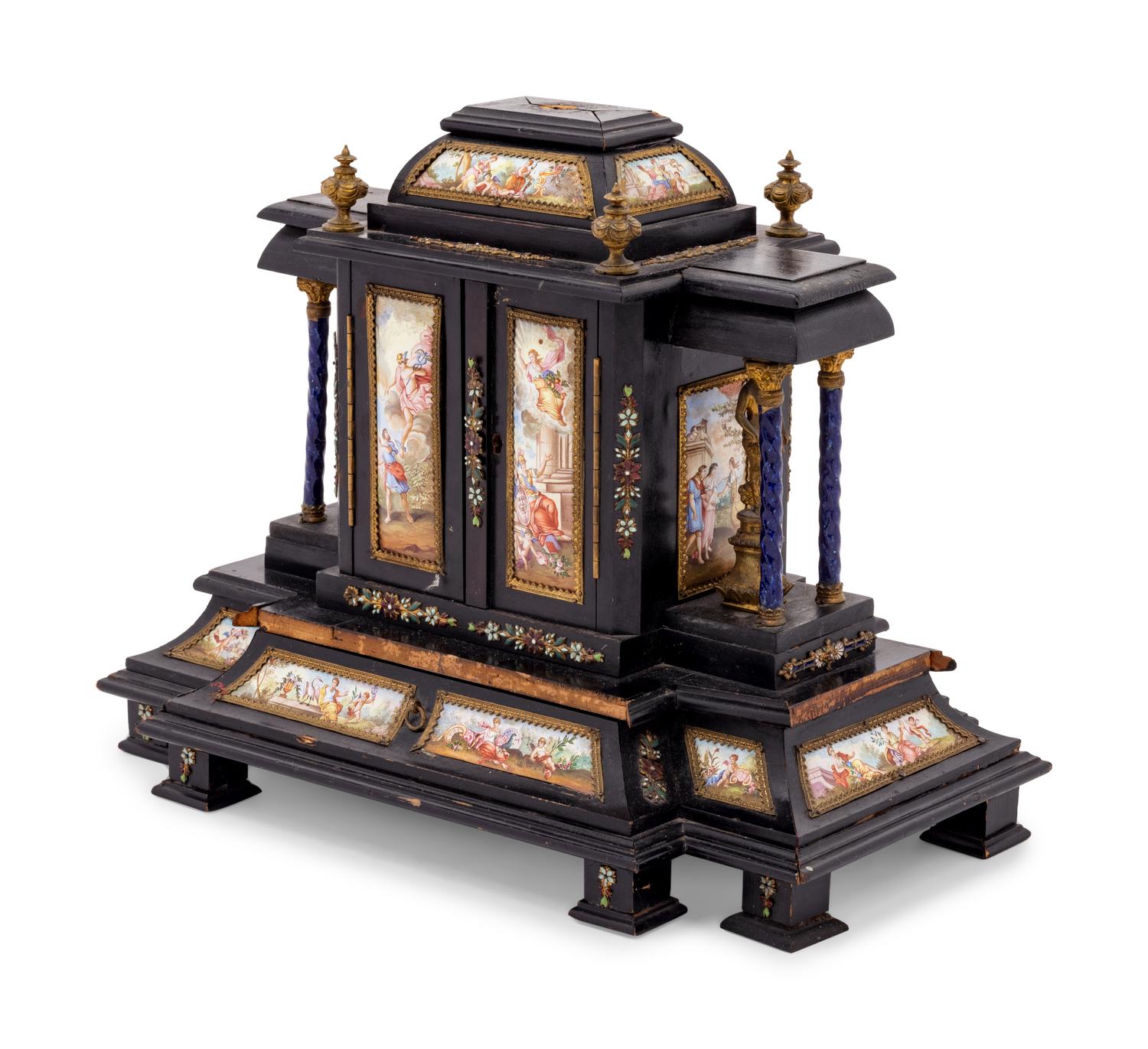 An Austrian Enameled Table Cabinet