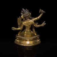 A small Sino-Tibetan gilt bronze figure of Manjusri 文殊菩萨铜鎏金造像 18th century ????