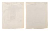 A pair of photographs depicting fountains ( Fontaine Minerve, Institut , 1899; Fontaine du Marché Saint-Honoré , 1903)