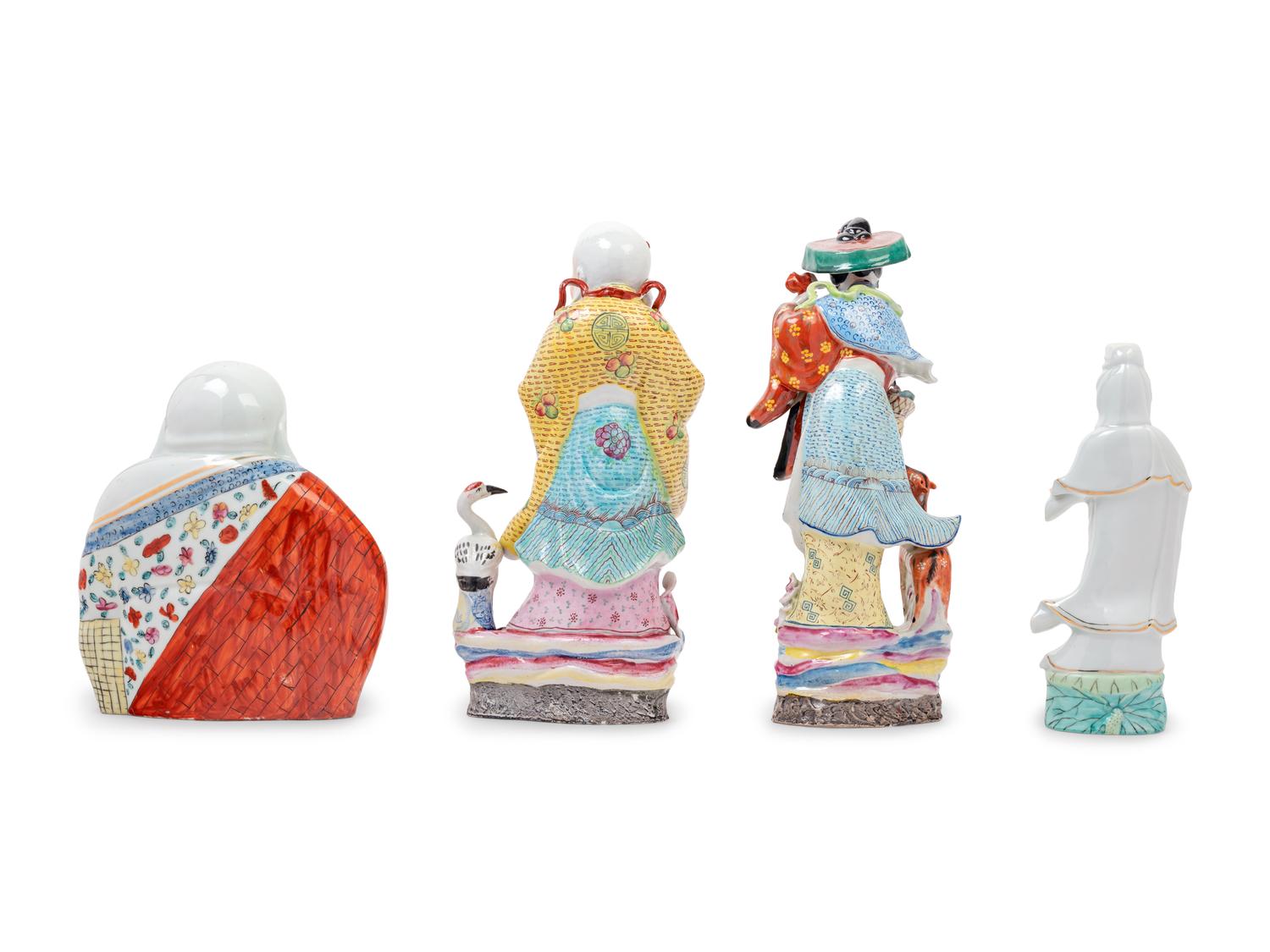 Four Chinese Famille Rose Porcelain Figures of Immortals