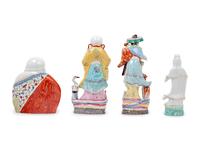 Four Chinese Famille Rose Porcelain Figures of Immortals