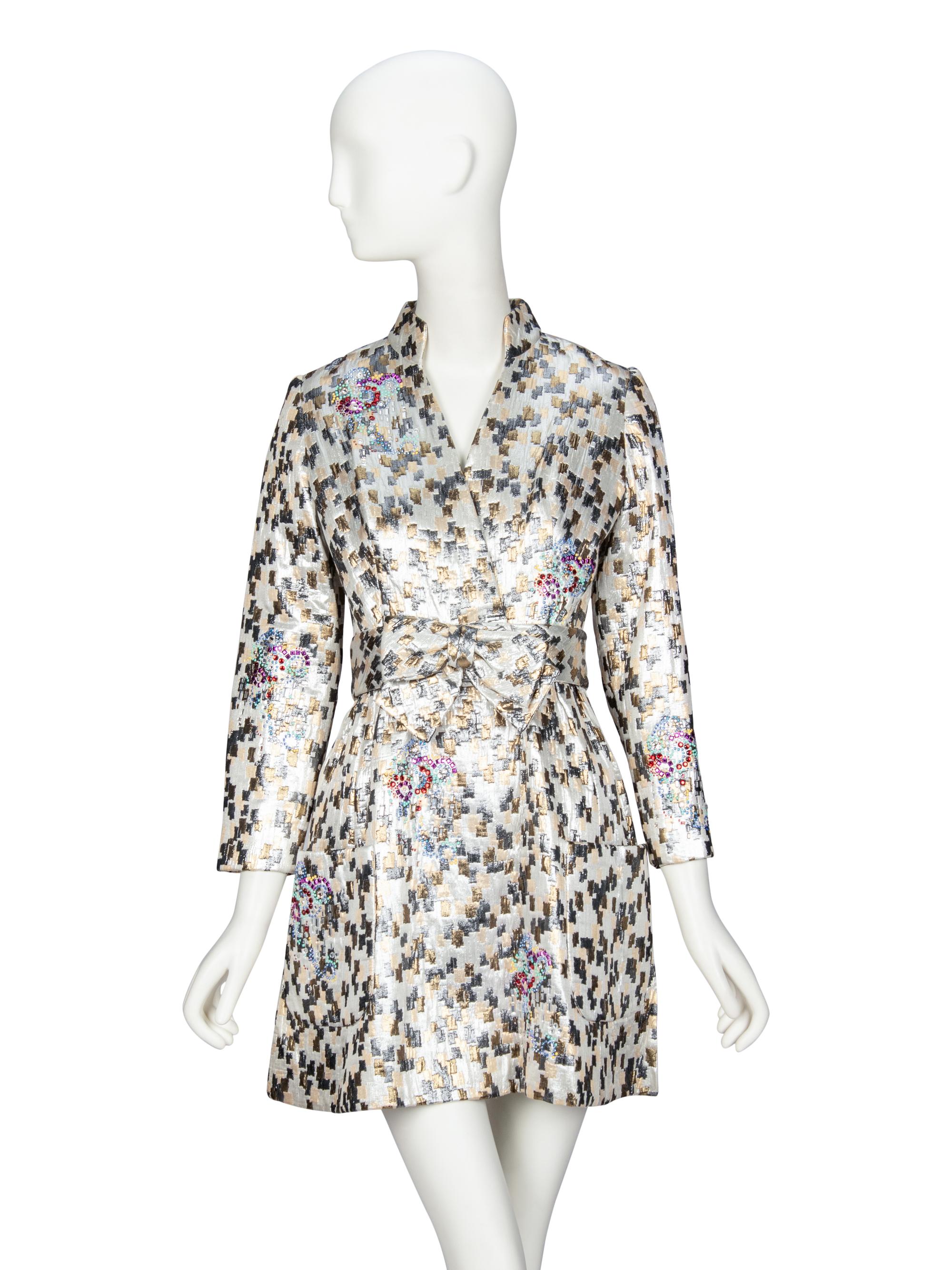 LIBERTINE, EMBELLISHED BROCADE MINIDRESS