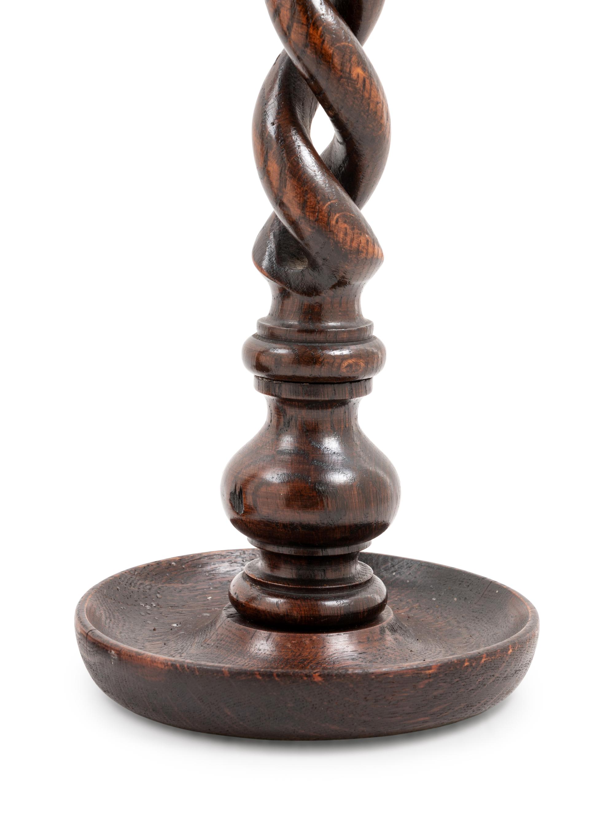 Two Pairs of English Turned Wood Candlesticks