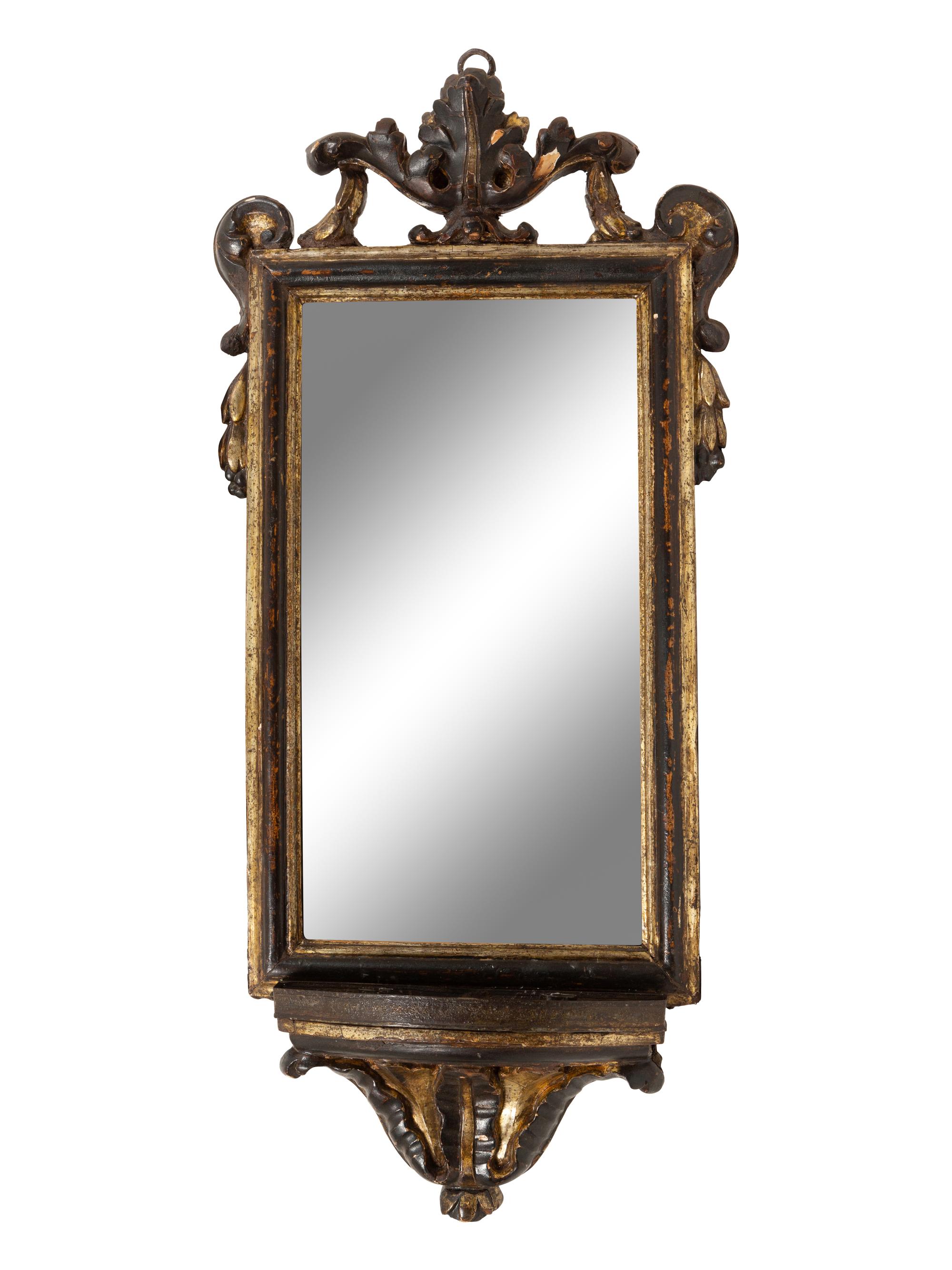 An Italian Baroque Style Painted and Parcel-Gilt Girandole Mirror