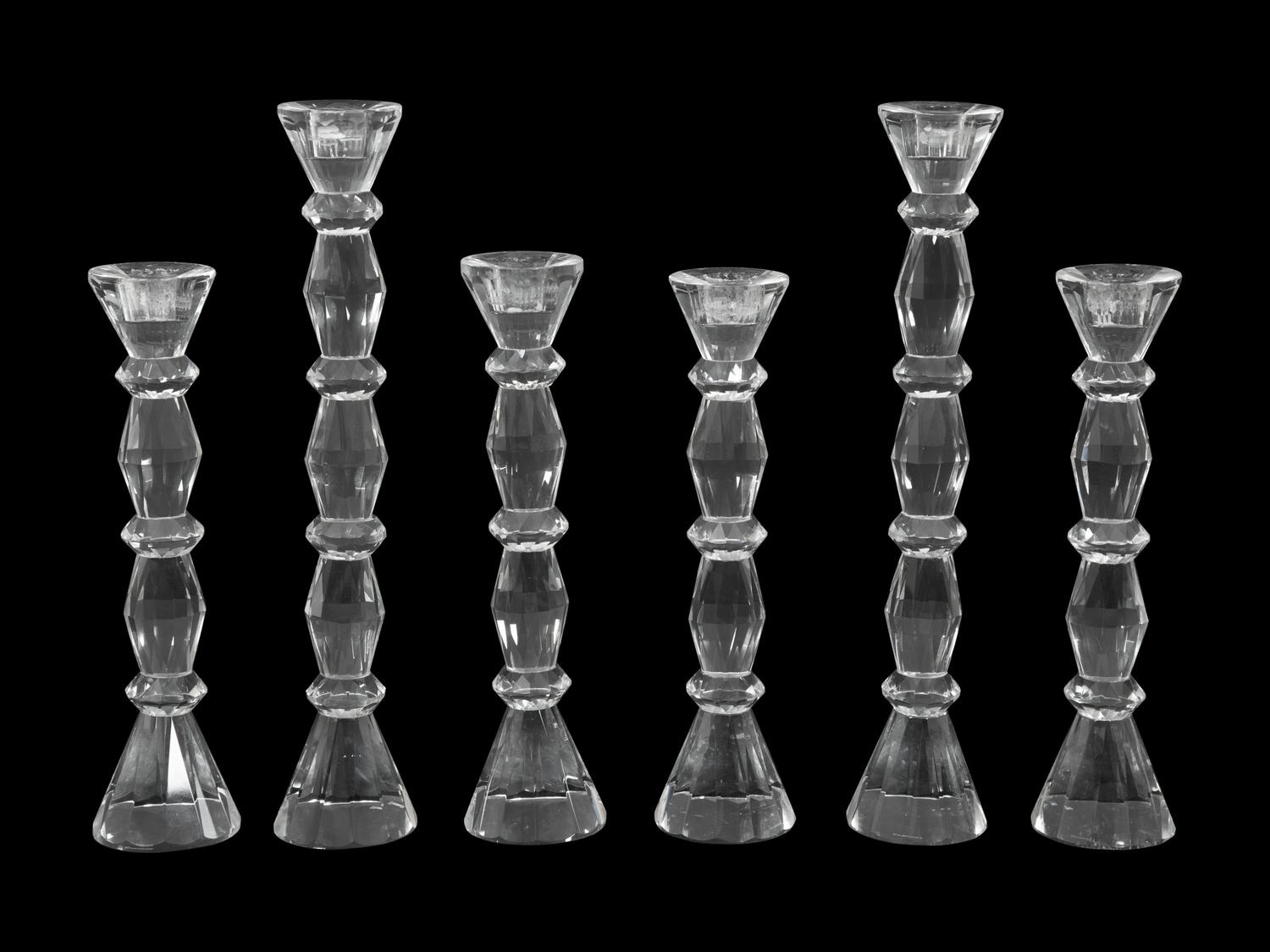 Six Cut Crystal Candlesticks
