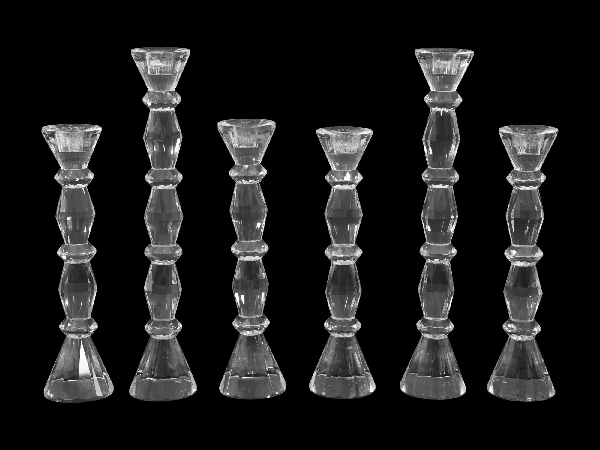 Six Cut Crystal Candlesticks