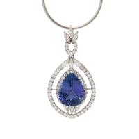 TANZANITE AND DIAMOND PENDANT NECKLACE