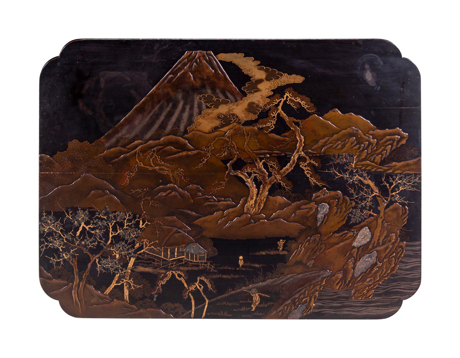 A Japanese Export Lacquered Wood Low Table