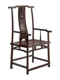 A Pair of Chinese Tielimu Official's Hat Chairs, Sichutouguanmaoyi and Matching Stand