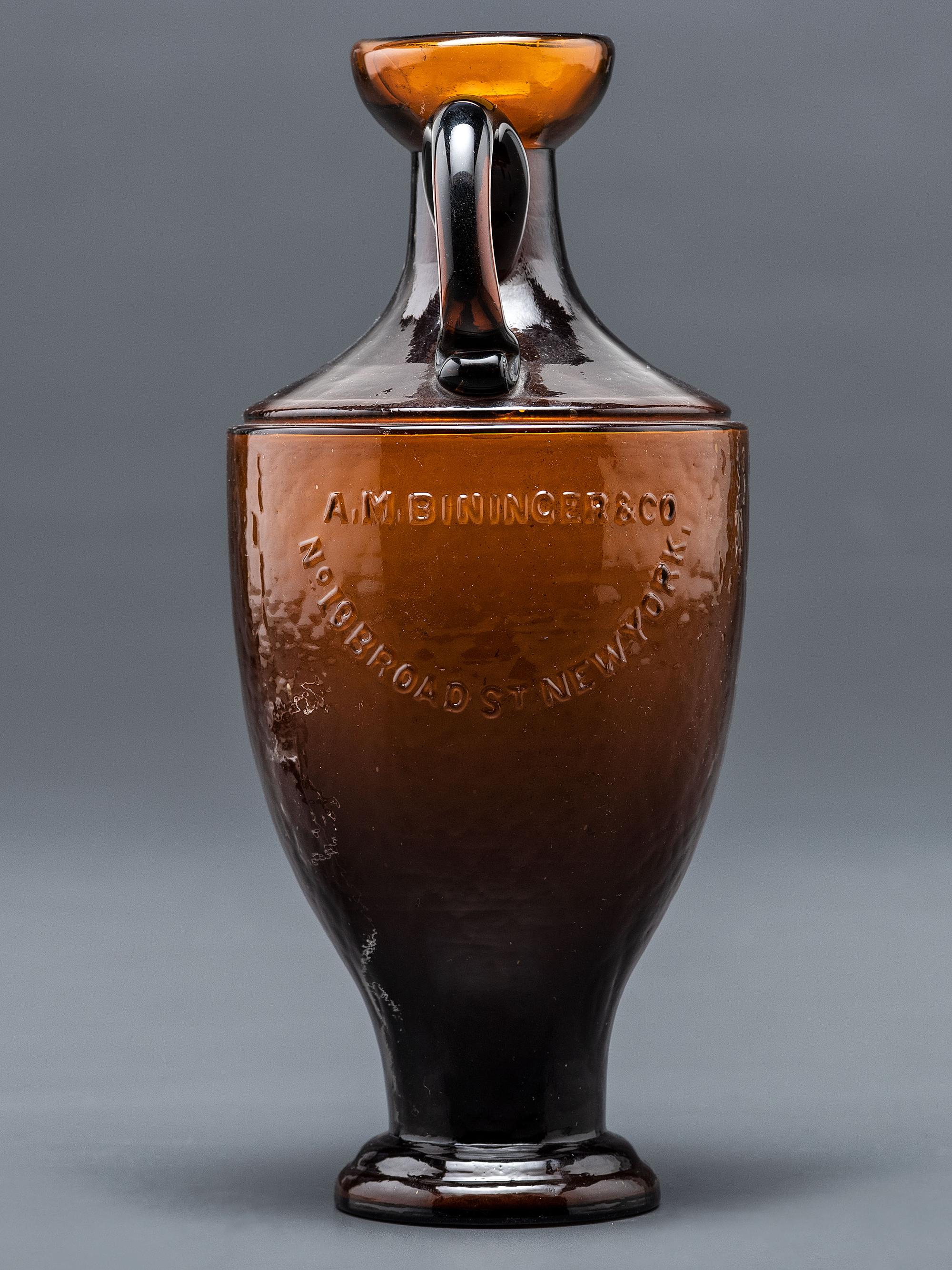 A New York Mold-Blown Amber Bottle