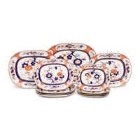 A Set of Eleven English Imari Palette Ironstone Platters
