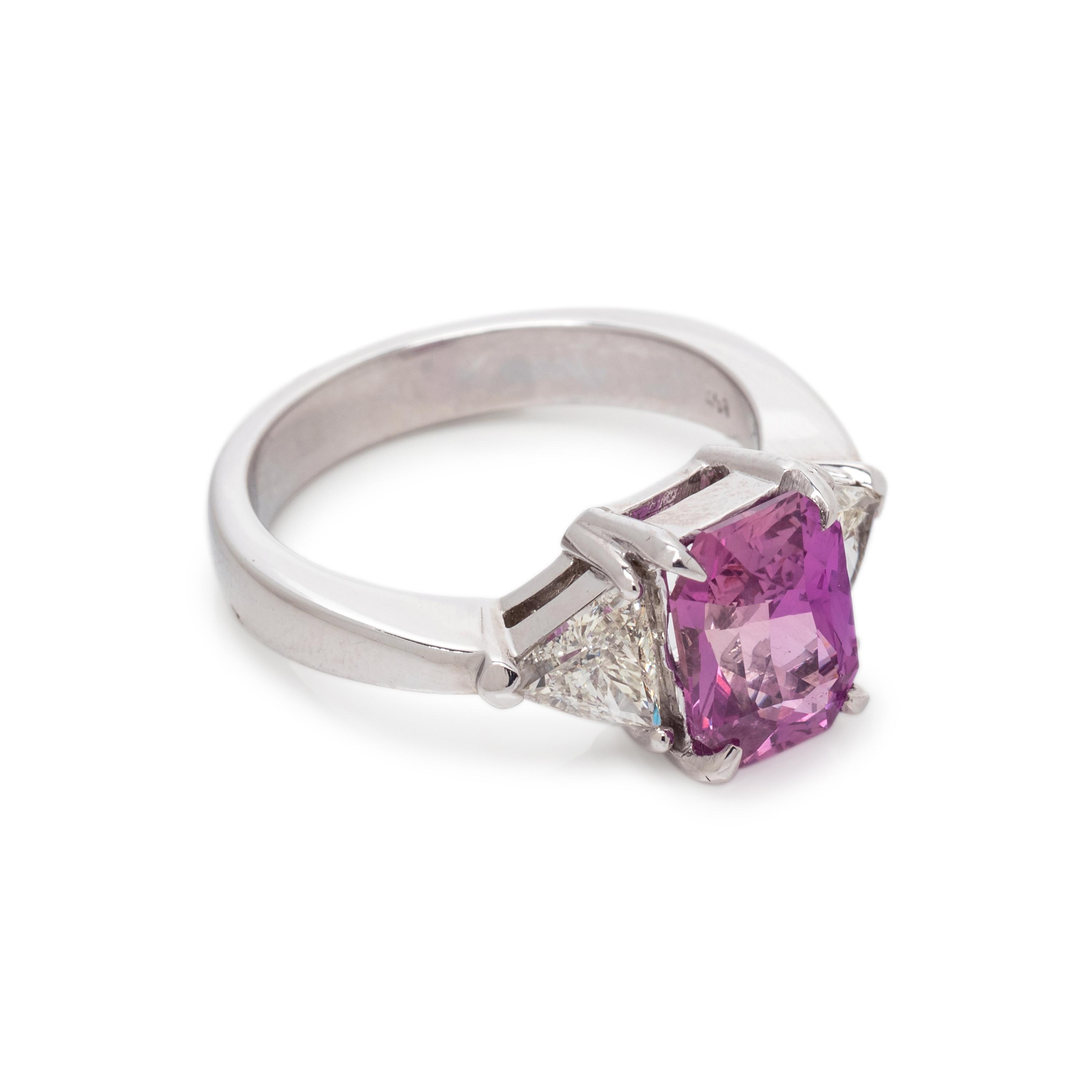 PURPLE-PINK SAPPHIRE AND DIAMOND RING
