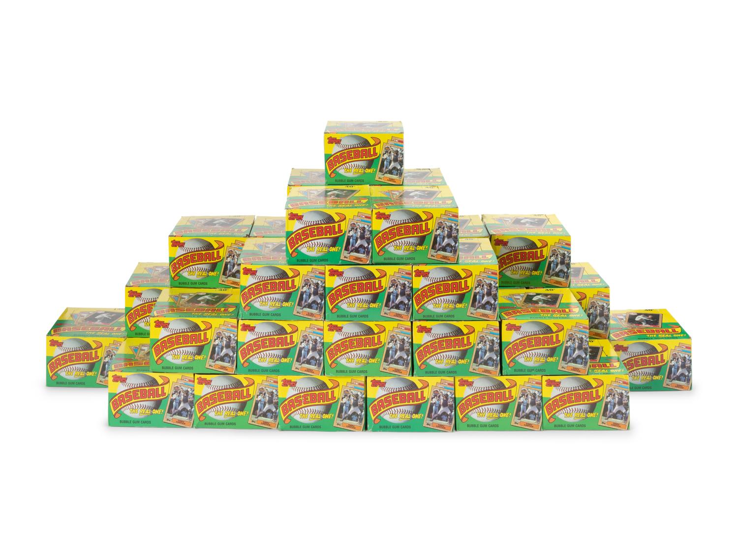 A Group of 38 Case Fresh Wax Boxes of 1987 Topps Baseball Cards